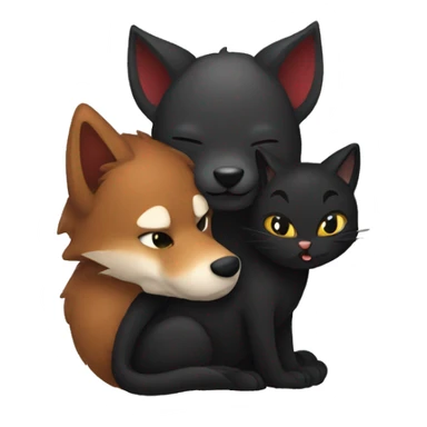 red Wolf hugging a black cat sticker