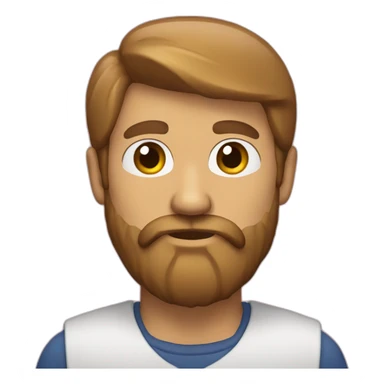 A man with short hair, a long beard and a short mustache sticker