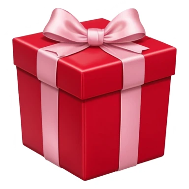 red  gift box with light pi,k satin bow sticker