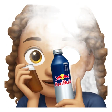 Girl with brown hair drinking red bull sticker