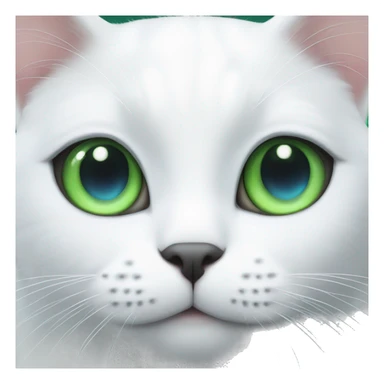 White cat with green and blue eye  sticker