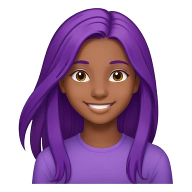 Con gái, 15 tuổi, cười mỉm, da nâu, tóc tím dài ngang lưng sticker