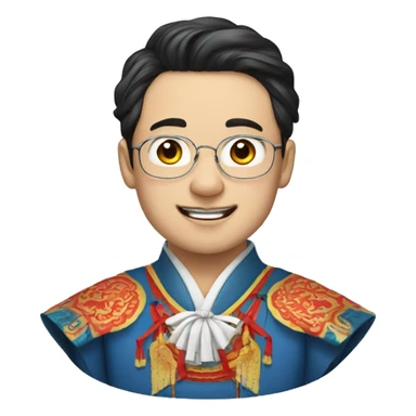 Young man teacher with Peking opera sticker