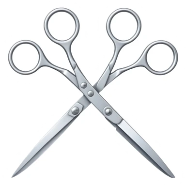“Two silver scissors positioned to form a crisscross pattern like they’re scissoring sticker