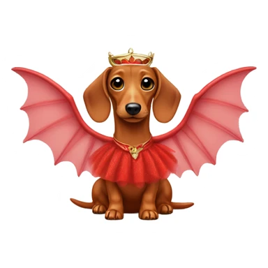 red dachshund wearing a tutu and dragon wings  sticker