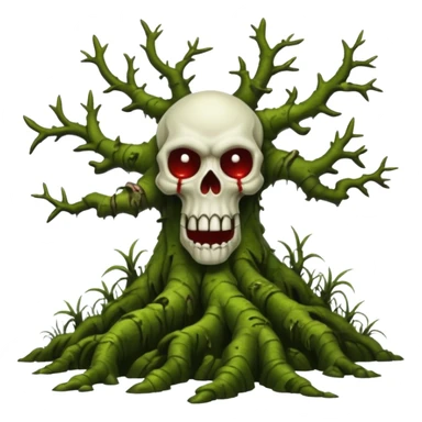 Creepy moss covered swamp trees. In the style of your bleeding skull art sticker