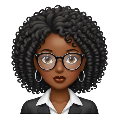 Girl boss black,with glasses cat curly hair, Black, sexy sticker