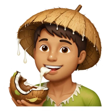 Handsome man licking a dripping coconut  sticker