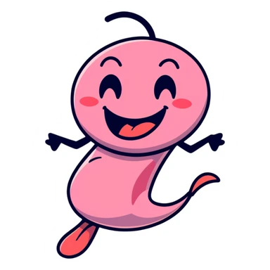 playful smiley face with tongue wiggling from side to side, motion lines showing the tongue swinging, dynamic pose sticker