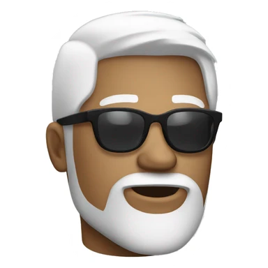 20 yea old looking guy with white hair and round sunglasses, white beard sticker