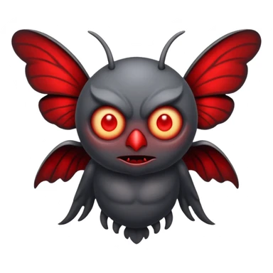 Create a scary emoji of the mothman with bright red eyes sticker