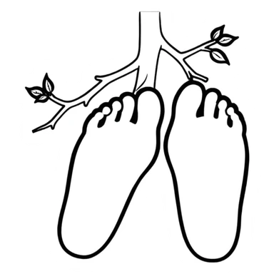 two human foot soles covered in white tree sap sticker