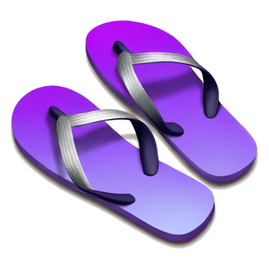Realistic dark purple to light purple ombre flip flops with metallic silver accents. sticker
