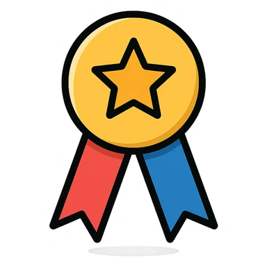 vector icon of a gold top performer badge with colorful elements, elegant and minimalist flat design, award badge style, 2D flat vector, trending icon look, soft shadows, no text, isolated on white background, perfect for commercial use sticker