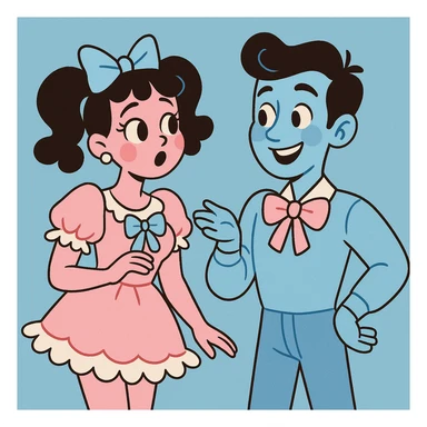 coquette style, frilly details, pastel blue and pink, sweet and charming, vintage-inspired sticker