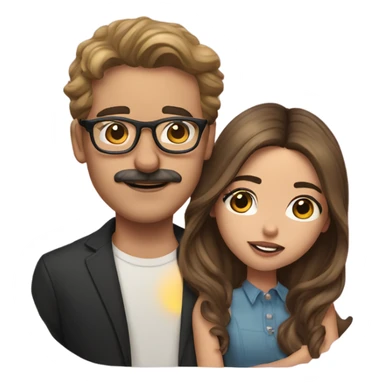 Guy with light brown hair, a mustache, and glasses kisses girl who looks like madison beer sticker