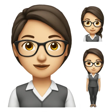 teacher brunette ponytail glasses sticker