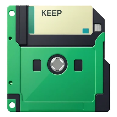 green floppy disk with the word "keep" written on it sticker