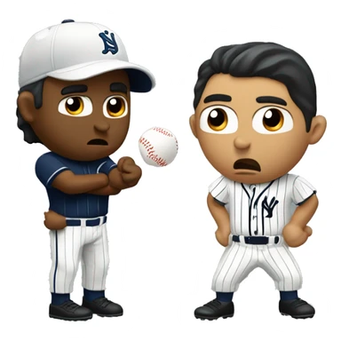 Baseball General manager angrily negotiating with a Latino player in pinstripes sticker