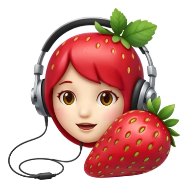A Cute strawberry wearing headset  sticker