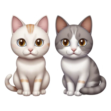 Two cats, the firstone is white with different eyes color, another one is brown and gray and white. sticker