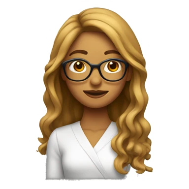 chica con lentes, pelo castaño ondulado largo sticker