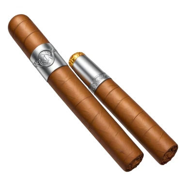A luxury cigar emoji made of silver chrome, smooth metallic texture, minimal shape, glossy reflections, rich swag aesthetic, iOS emoji style, centered, clean white background sticker