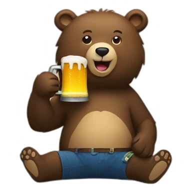 bear drinking a beer sticker