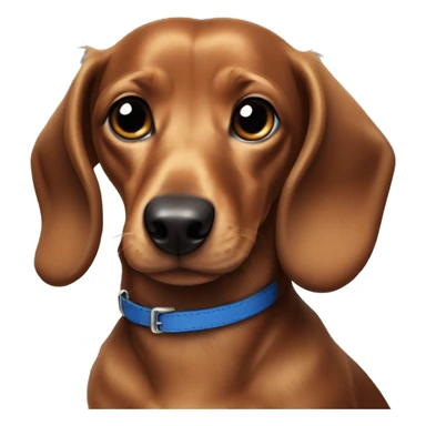 Dark fur Dachshund with long legs in blue collar  sticker