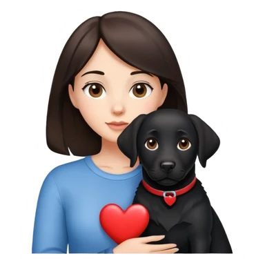 Brunette with a heart in the shape of a black labrador dog sticker