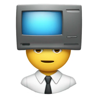 Businessman with computer monitor head sticker
