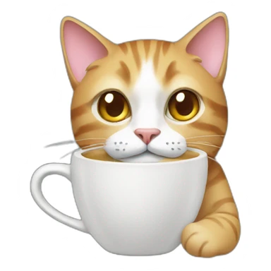 cat with coffee cup sticker