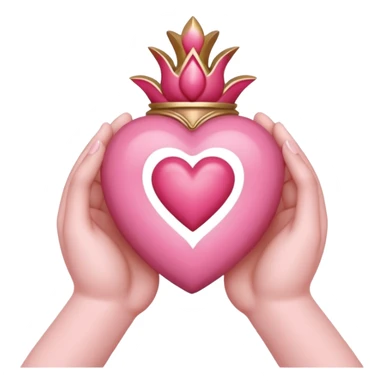 hands holding a pink sacred heart  sticker