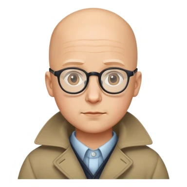 bald boy in glasses coat sticker