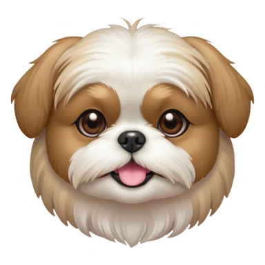 Cinematic Cute Shih Tzu Portrait Emoji, Head playfully tilted with large, sparkling eyes and a fluffy, endearing fur in gentle, pastel tones, simplified yet irresistibly charming, highly detailed, glowing with a warm, cuddly radiance, high shine, radiating affectionate and joyful energy, styled with a soft, playful outline, capturing the essence of a cute Shih Tzu that seems destined to charm everyone in its path! sticker