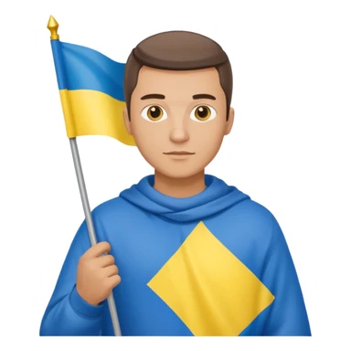 The Ukrainian man with flag sticker