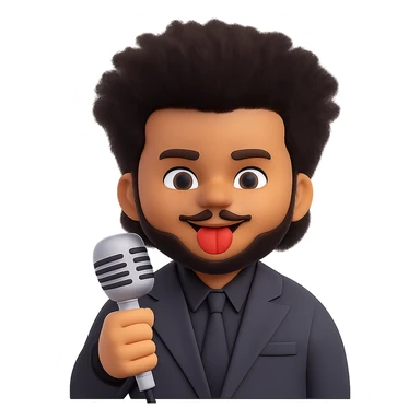 Add The Weeknd's After Hours album hairstyle, characterized by a tall, wild, and sculpted look, keeping the rest of the emoji the same. Remove the background. Maintain the original emoji style and details. sticker