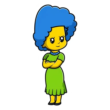 Marge Simpson with blue hair and green dress sticker