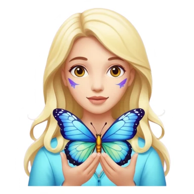 Cabelos de cor morro uma mulher branca com uma borboleta na sua mão sticker