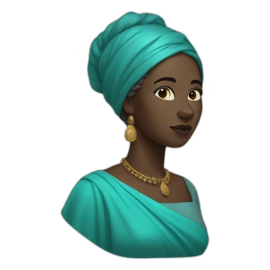 A black woman from 1 th century,short hair, cyan gown sticker