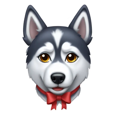 A husky with a bow sticker