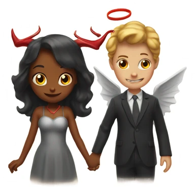 Girl devil with boy angel sticker