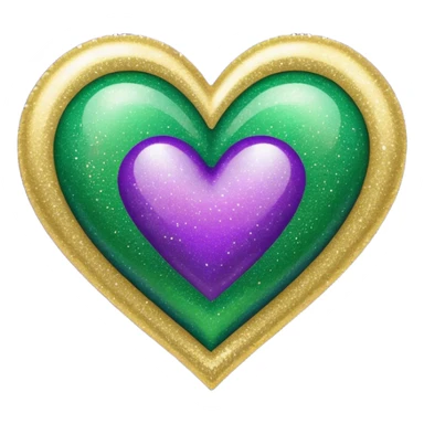 Gold, purple and green glitter ombré Mardi Gras heart sticker