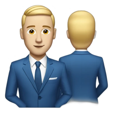 mac miller with a blonde comb over skin fade wearing a blue suit on computer sticker