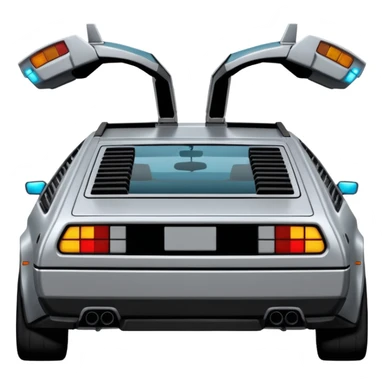 Silver DMC 12 Delorean back rearview sticker