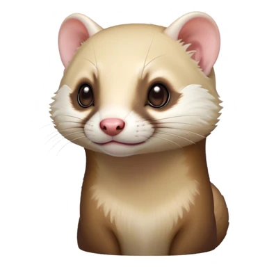 Cinematic Noble Ferret Portrait Emoji, Poised and dignified, with a sleek, elongated body and a distinct ferret head featuring a pointed snout, small, rounded ears, and intelligent, beady eyes, covered in soft, sleek fur with natural brown and cream hues, Simplified yet sharp and sophisticated features, highly detailed, glowing with a warm, natural glow, high shine, exuding an air of quiet confidence, focused and watchful, soft glowing outline, capturing the essence of a clever and majestic ferret that feels as though it could leap from the screen with effortless grace! sticker