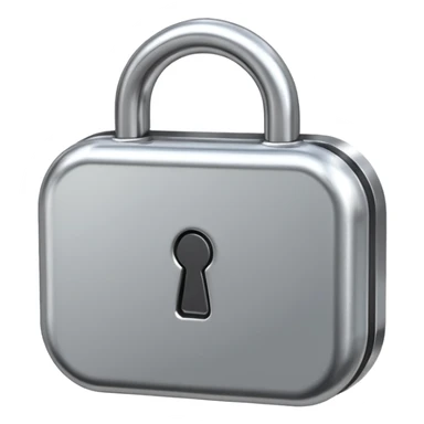 Chrome silver lock emoji, iOS emoji style, smooth metallic surface, rounded edges, reflective highlights, minimalistic sticker
