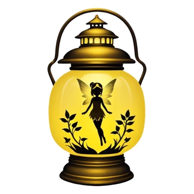 Yellow lantern with silhouette of a fairy inside  sticker