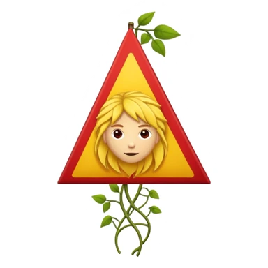 Red and yellow flag with three legs and a head with vines as hair sticker