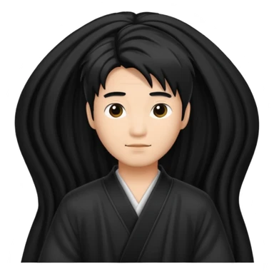 asian man with black curtains hair sticker